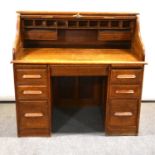 Oak roll-top desk,