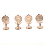 Set of four Continental white metal menu holders,