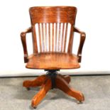 Oak swivel office chair,
