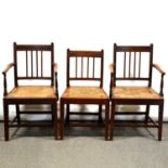 Set of eight Victorian oak dining chairs,