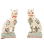 Pair of 19th century Staffordshire pearlware cats