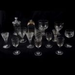Three glass rummers and later drinking glasses,