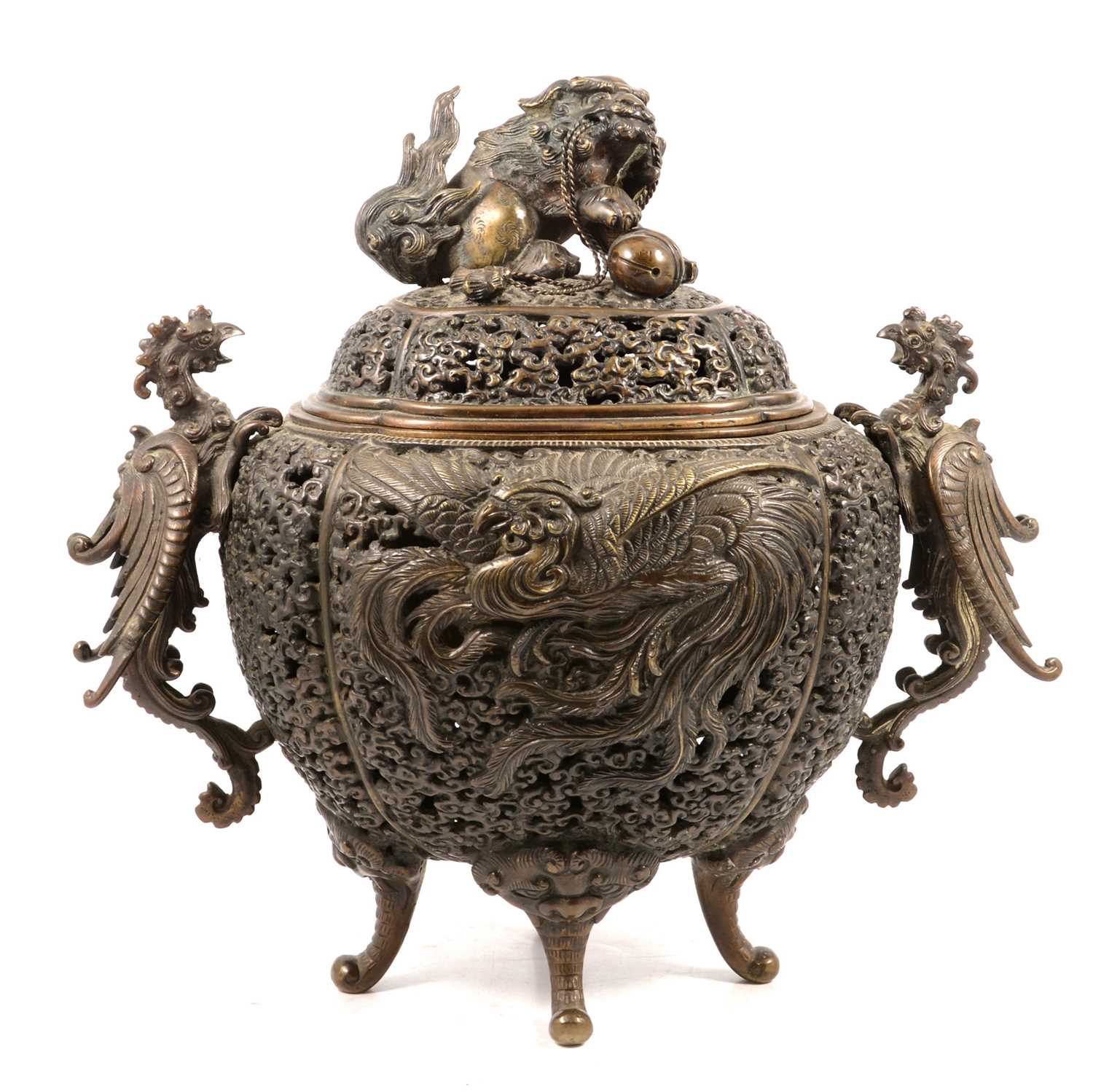 Chinese reticulated bronze censer