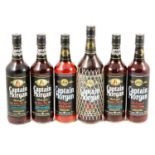 Captain Morgan, three bottles of Original Rum and three Black Label