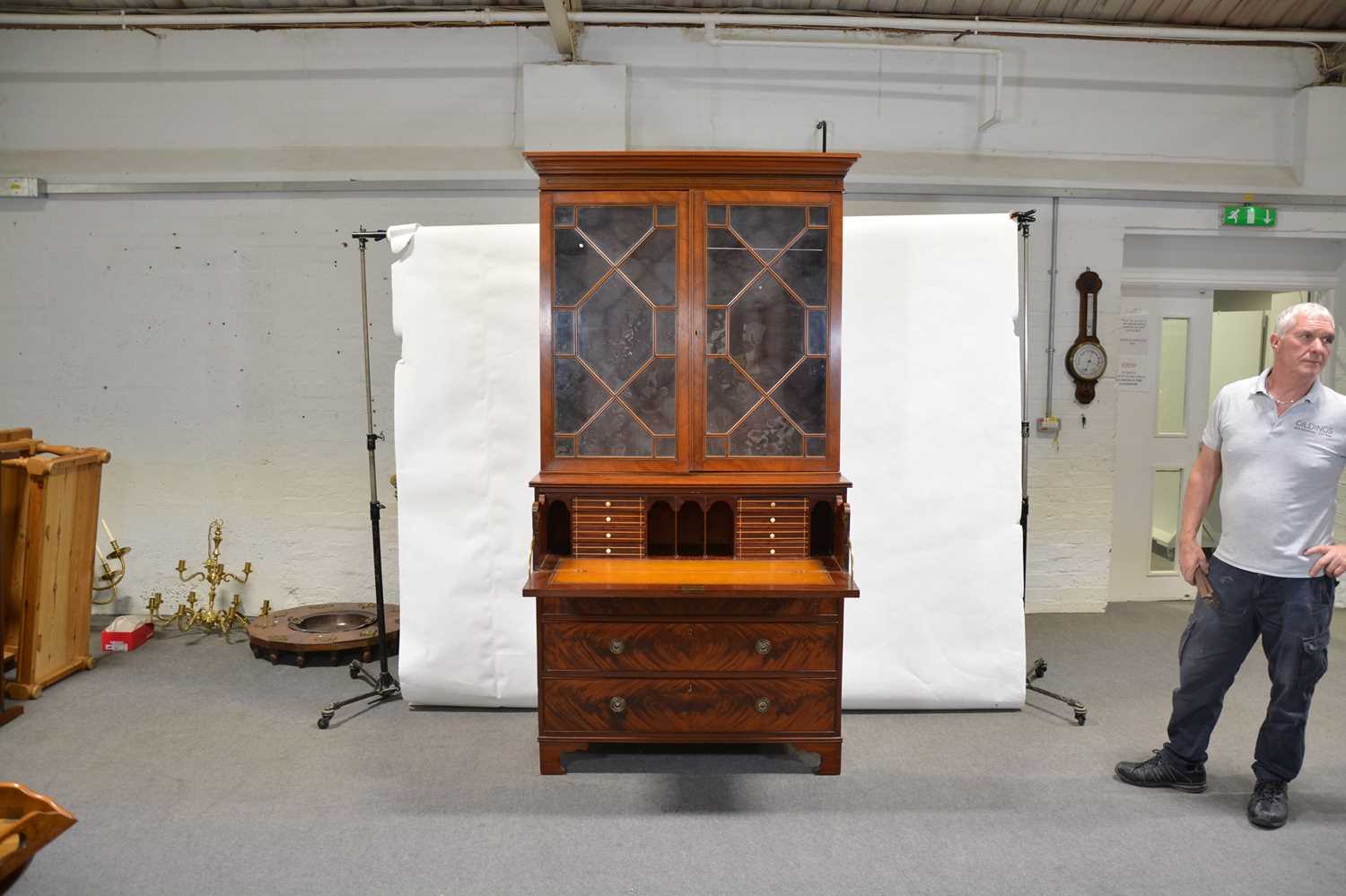 George IV mahogany bookcase secretaire, - Image 2 of 3