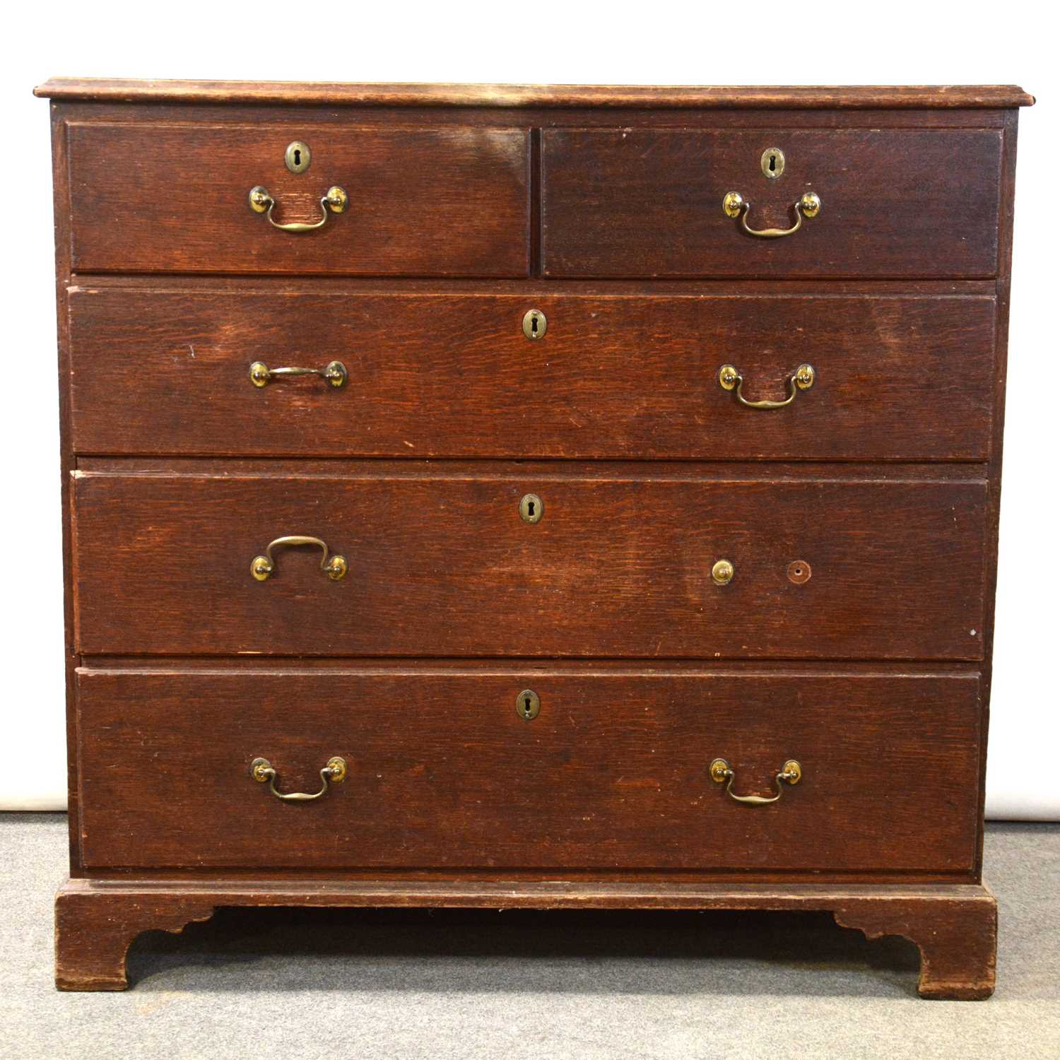 George III oak chest of drawers,