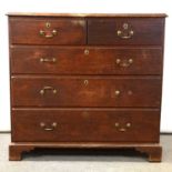 George III oak chest of drawers,