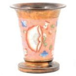 A Sunderland pink and copper luster pottery vase.