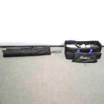 Pair of Contra E500 photography lights, with accessories, with carry bag.