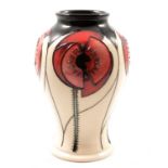 Nicola Slaney for Moorcroft, a Trial vase in the Cinco Red design.