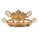 French 19th century gilt metal table centre on mirrored stand