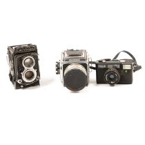 Minolta Autocord Reflex camera, box cameras and other cameras and equipment.