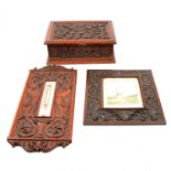 Carved box, picture frame and thermometer by Thomas Birch of Leicester