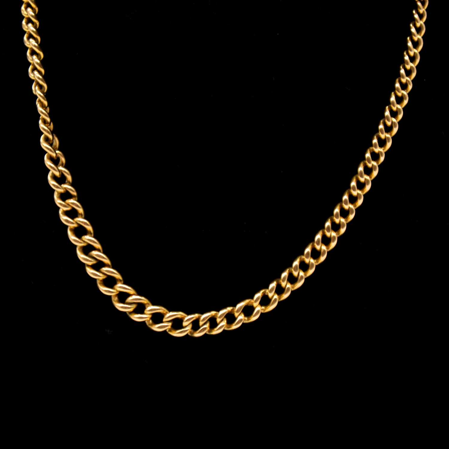 An 18 carat yellow gold single Albert watch chain.