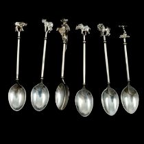 Patrick Mavros - six silver African Wildlife coffee spoons.