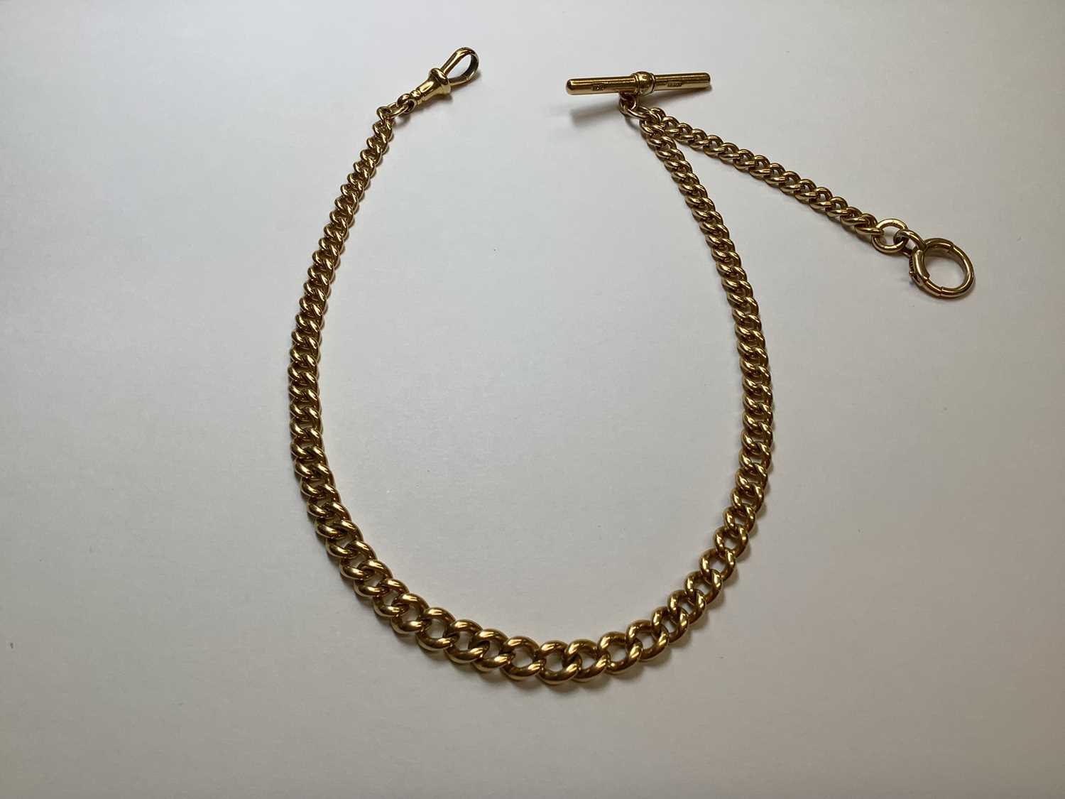 An 18 carat yellow gold single Albert watch chain. - Image 3 of 7