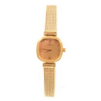 Omega - a ladys 9 carat yellow gold bracelet watch.,