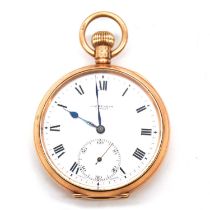 J W Benson London - a 9 carat gold open face pocket watch.