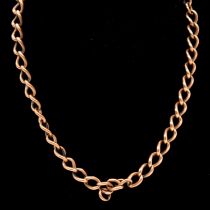 A part 9 carat rose gold solid curb link Albert watch chain.
