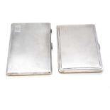 Two silver engine turned cigarette cases