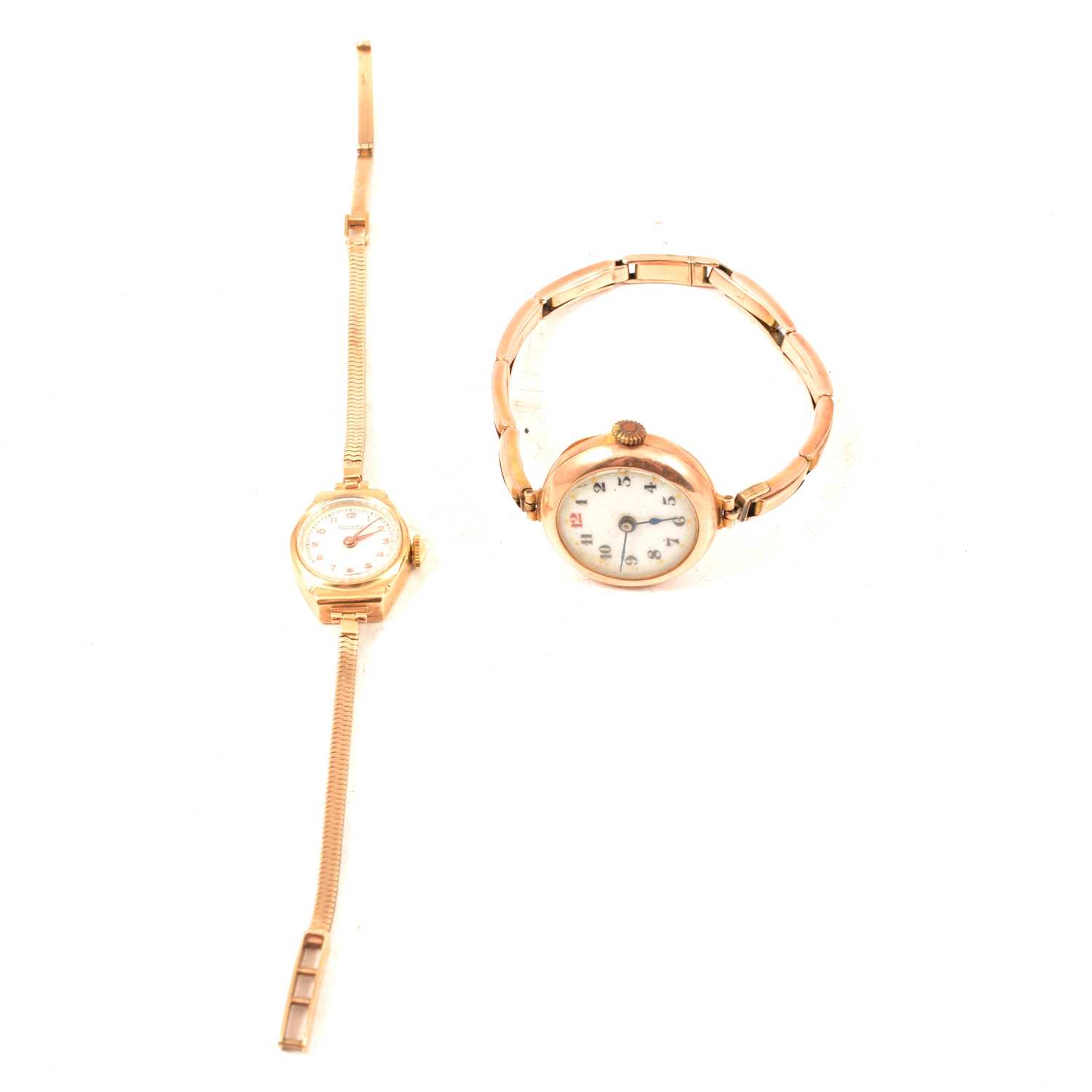 Two 9 carat gold vintage ladies' wristwatches.
