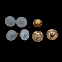 A pair of mother-of-pearl cufflinks and three dress studs.