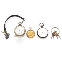 Three pocket watches, yellow and white metal.