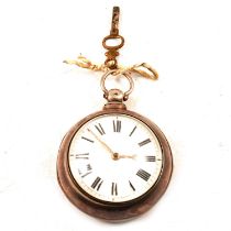 A Victorian silver pair cased pocket watch.