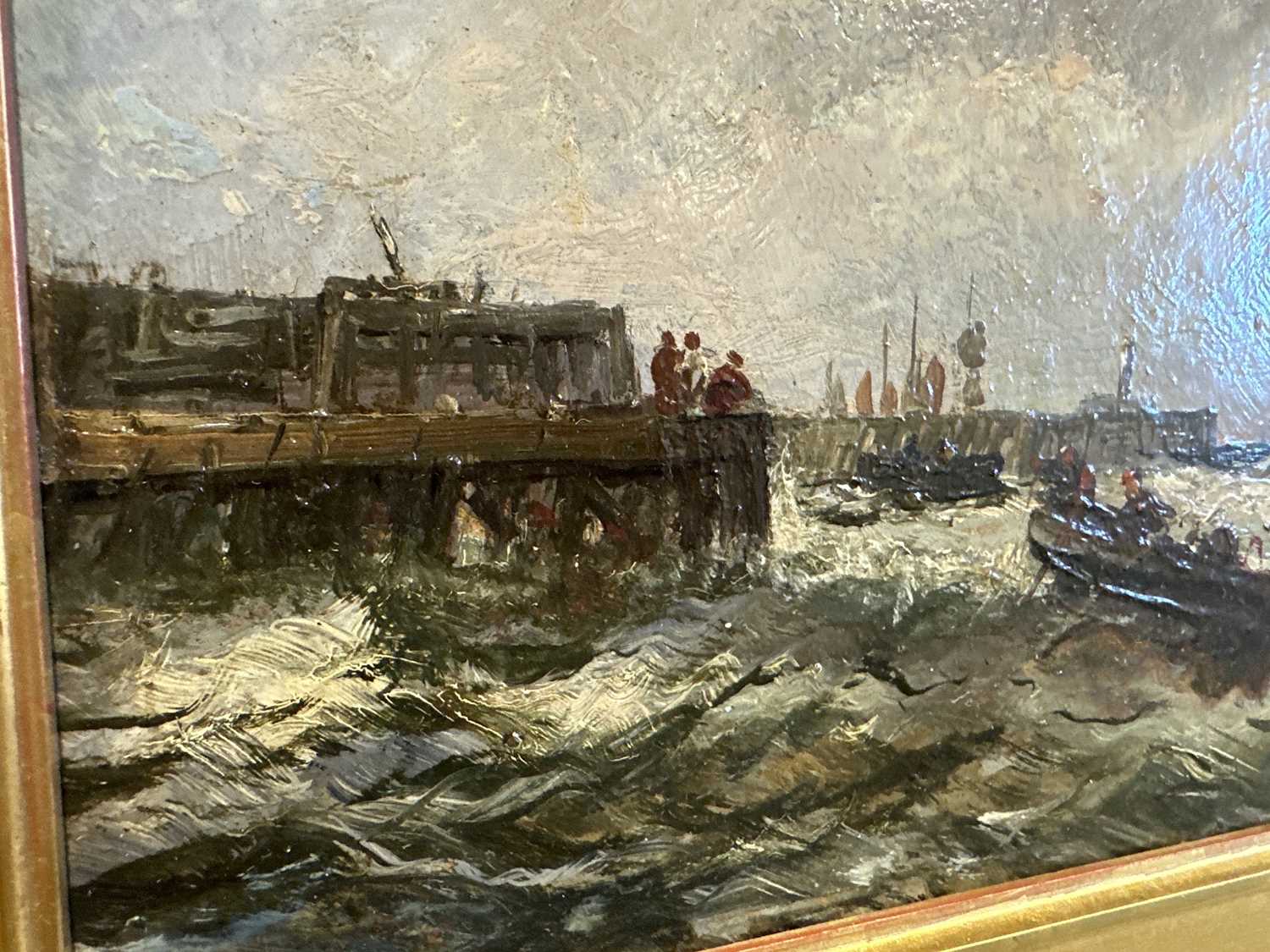 Edwin Hayes, Boats out of a stormy harbour, - Image 4 of 8