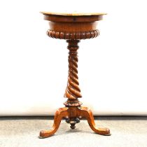 Victorian pollard oak and walnut decanter table,