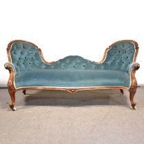 Victorian double chair-back chaise longue,
