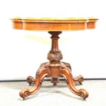 Victorian burr walnut card table,