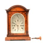 Victorian burr walnut mantel clock,