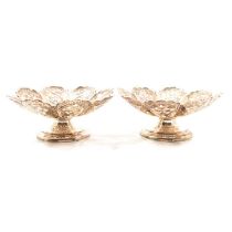 Pair of silver bon bon dishes,