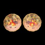 Pair of Royal Worcester fruit painted cabinet plates,