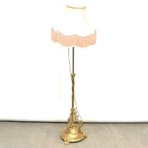 Edwardian brass standard lamp,
