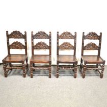 Set of four Yorkshire type oak chairs,
