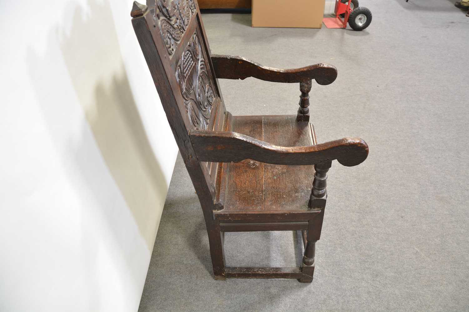 Joined oak Yorkshire type wainscot chair, - Image 4 of 5