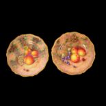 Pair of Royal Worcester fruit painted cabinet plates,