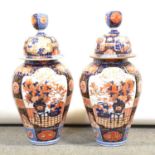 Pair of large Japanese Imari jars,