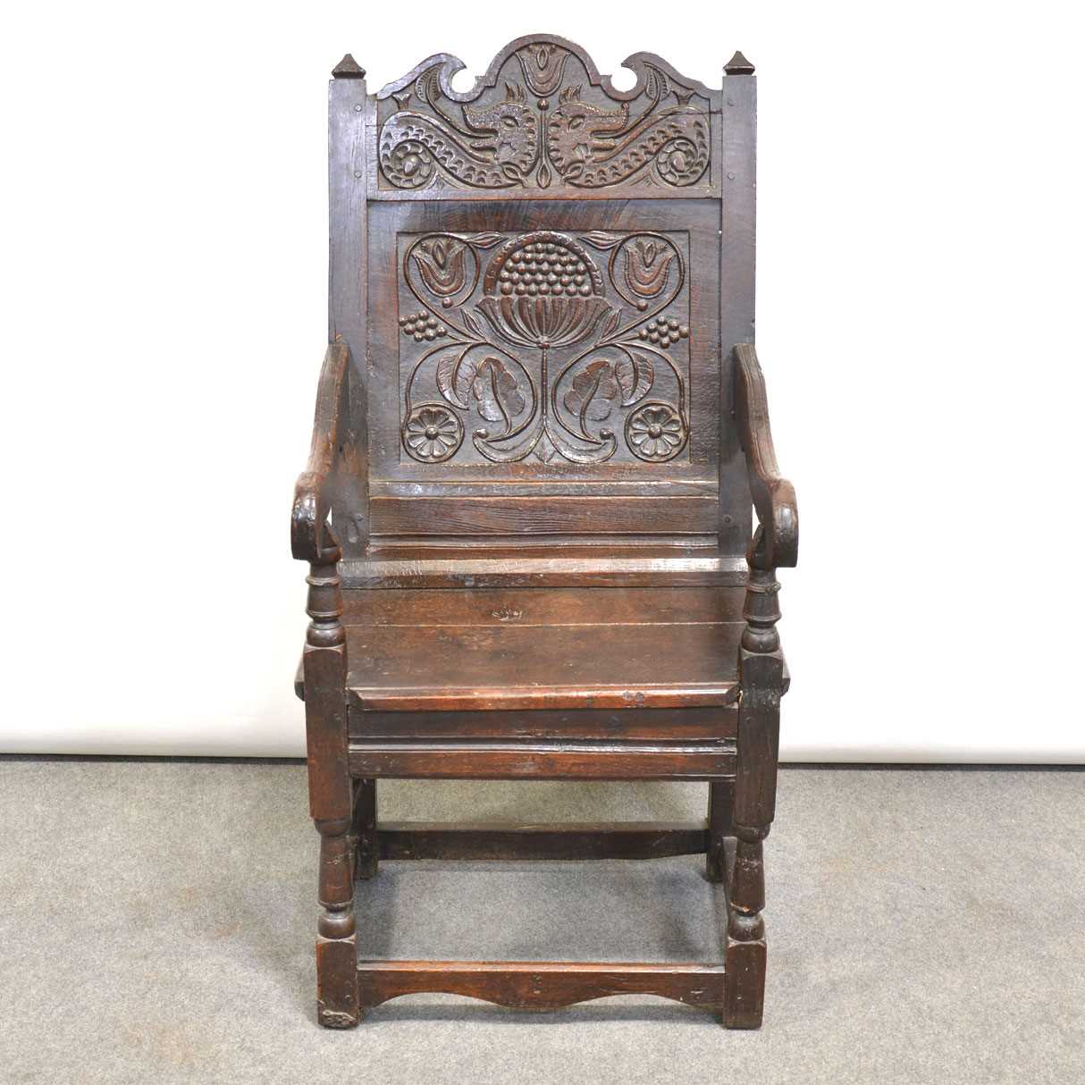 Joined oak Yorkshire type wainscot chair,