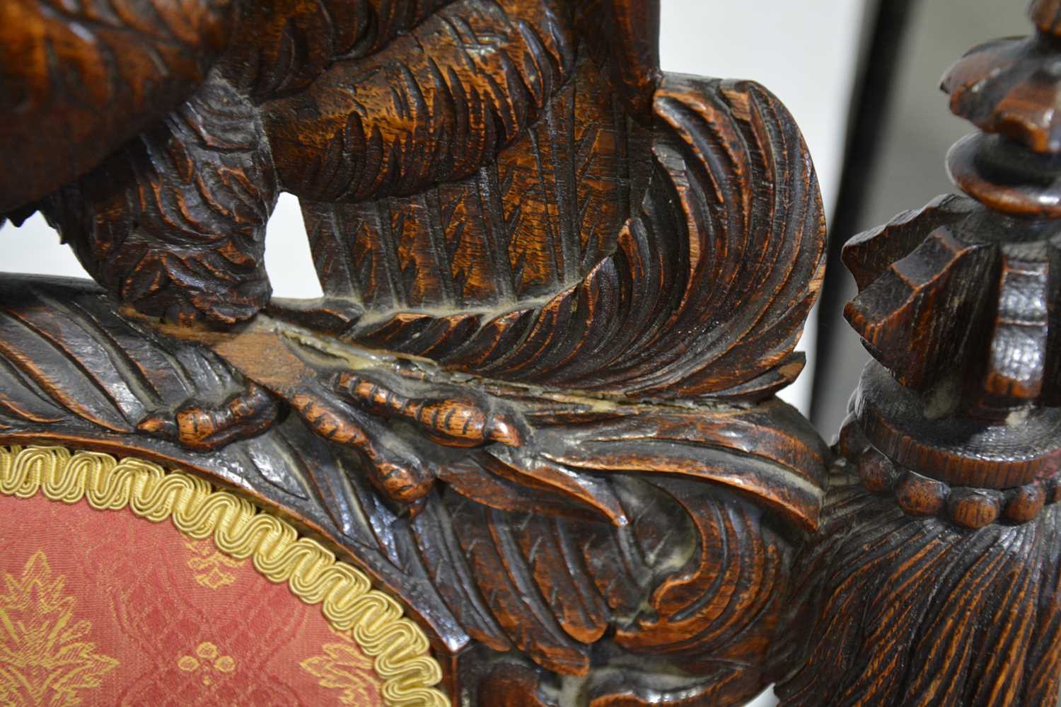 Pair of carved oak single chairs, - Image 2 of 7