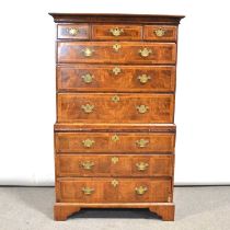 George II walnut chest on chest,