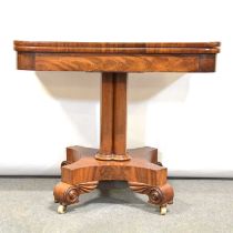 Victorian mahogany foldover card table,