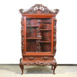Japanese carved and lacquered Art Nouveau style display cabinet,