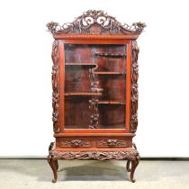 Japanese carved and lacquered Art Nouveau style display cabinet,