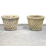 Pair of Haddonstone basket weave planters,