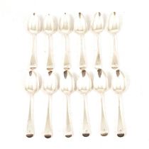 Two sets of six George III silver teaspoons,