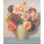 Gaston-Albert Lavrillier, Still life of roses in a vase,