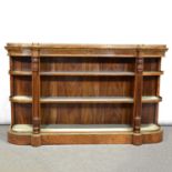 Victorian burr walnut credenza bookcase,